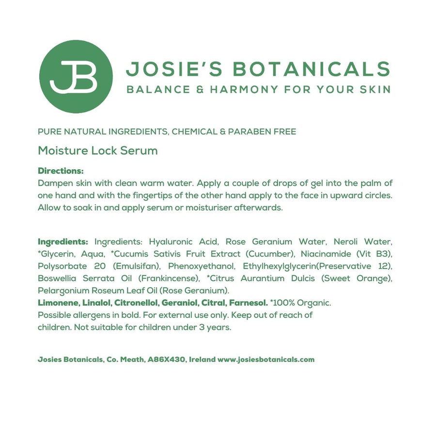 Moisture Lock Serum - Hyaluronic Acid Natural Skincare | Josie's Botanicals