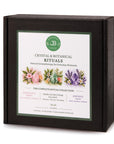 Crystal Ritual Collection trio aromatherapy gift set in black presentation box featuring Rose Quartz, Green Aventurine and Amethyst