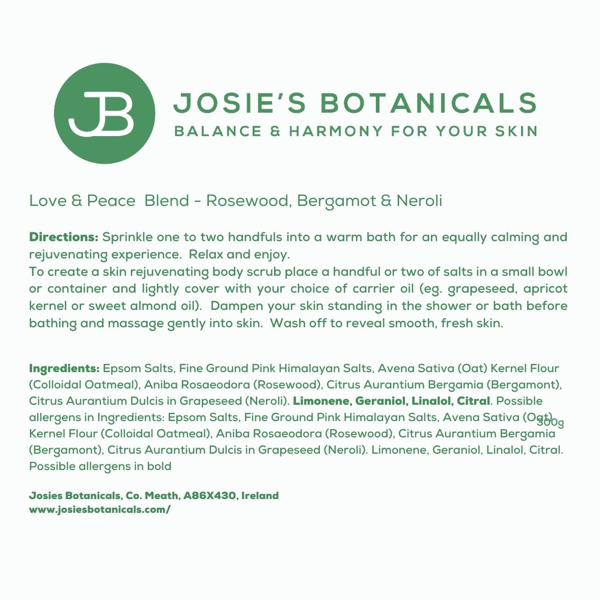 Heavenly Bath Salts - Natural Skincare - Love Blend | Josie’s Botanicals