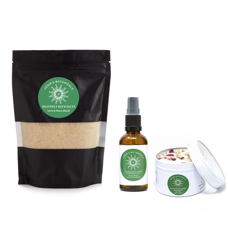 Chakra Bath Salts, Bath & Body Oils and Eco Soy Candle Set - Essentail Oil Skincare | Josie's Botanicals